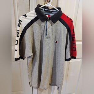 Vintage Tommy Hilfiger Polo Shirt with Red, Navy, and White Details